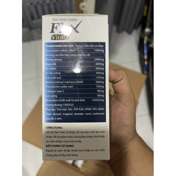 Viên Xương khớp Flex Vital chứ glucosamin Giúp xương chắc khớp khỏe, ngăn ngừa thoái hóa khớp, tái tạo mô sụn