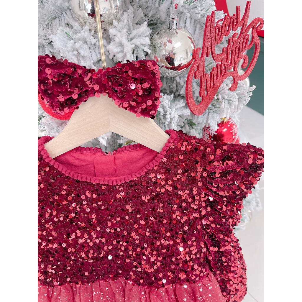 Đầm công chúa tay dài phối vải tuyn thời trang dự tiệc cưới/sinh nhật cho bé gái