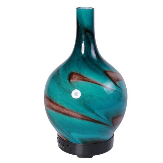 MÁY XÔNG TINH DẦU PHUN SƯƠNG HOA VĂN XANH LAM GIÁ RẺ