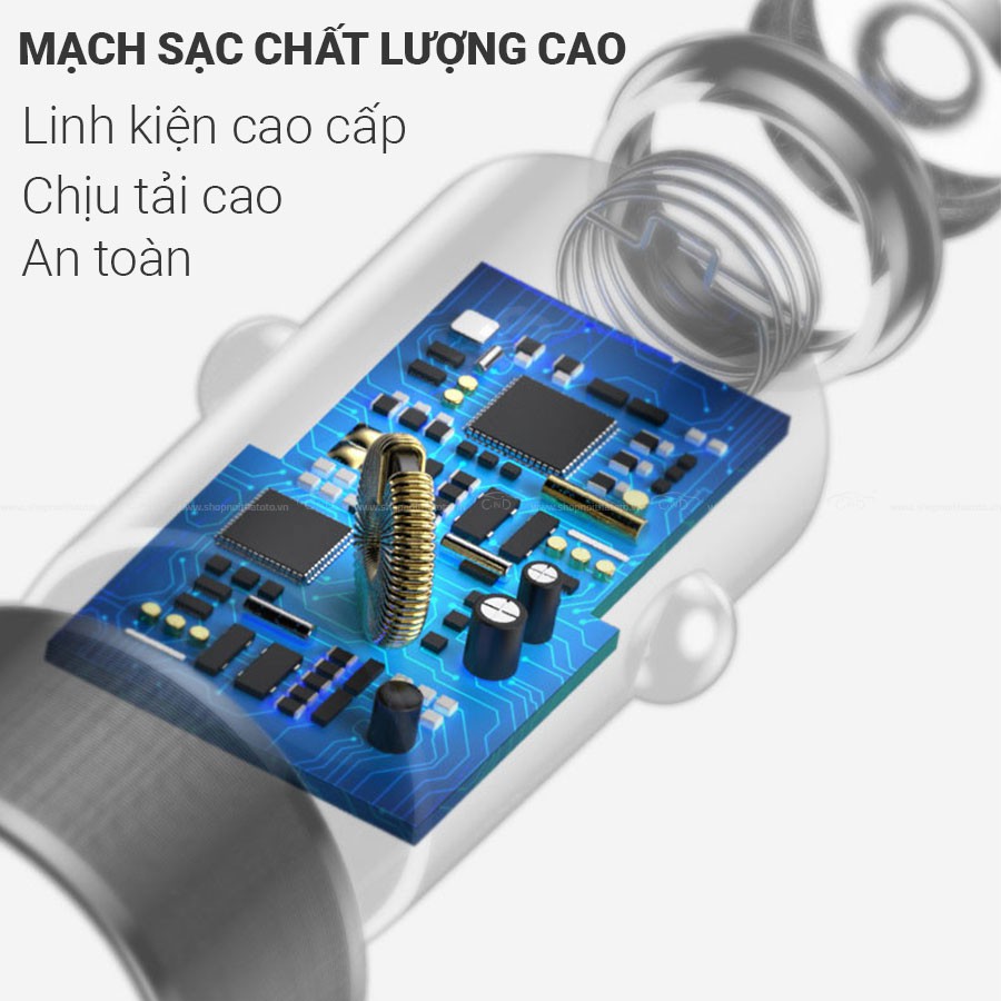 [Mã BMBAU50 giảm 10% đơn 99k] Tẩu Sạc Nhanh QC3.0 2 Cổng USB CIND C75 Màu Đen Nhập Khẩu Chính Hãng