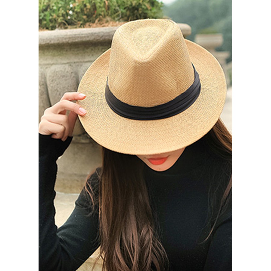 Mũ cói đi biển panama cao bồi cowboy unisex M19-14