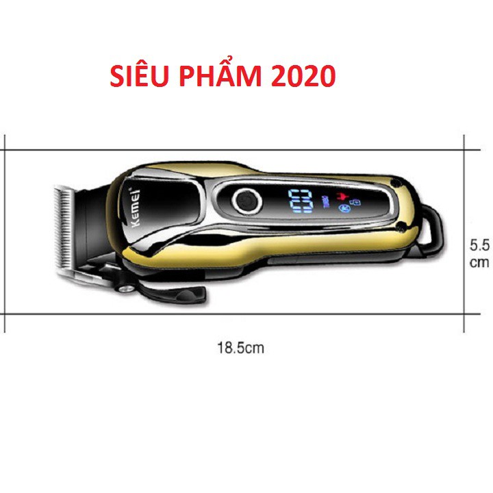 Tông Đơ Chuyên Nghiệp 2 Mức Điều Chỉnh Tốc Độ Màn Hình LCD Kemei KM-1990 Siêu Phẩm 2020