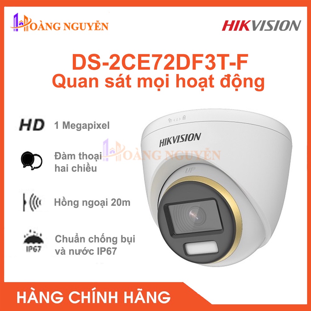 [NHÀ PHÂN PHỐI] Camera Dome 4 In 1 Megapixel 2.0 MP HIKVISION DS-2CE72DF3T-F - Hàng Chính Hãng