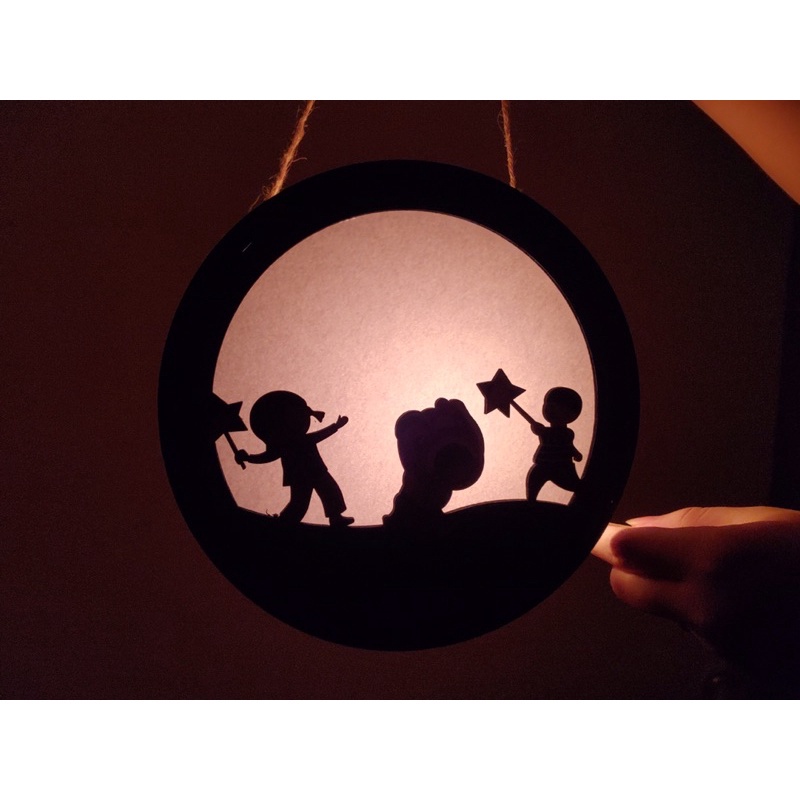 Đèn trung thu gỗ ❤Quà tặng cho bé❤ Tặng kèm 8 màu vẽ 💁‍♀️Bé thỏa sức tô vẽ sáng tạo rước đèn đêm rằm