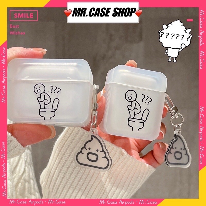 [ Có airpod 3 ] Vỏ bọc tai nghe airpod 1/2/3/pro kiểu dáng vuông lạ mắt hoạ tiết cục shit kèm móc khoá - Mr.Case