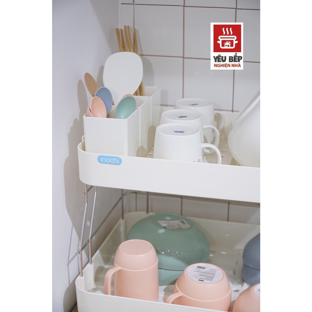 Kệ Để Chén 2 Tầng Inochi Có Khay Thoát Nước Thông Minh Tiện Dụng Để Chén Đĩa Trên Bồn Rửa Bát