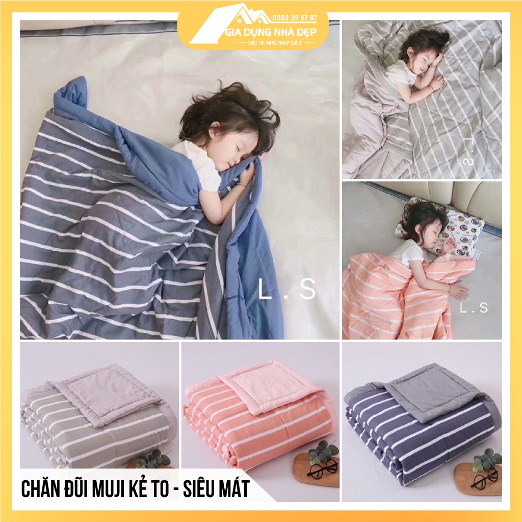 CHĂN DÙNG CHO VĂN PHÒNG - Chăn đũi Muji xuất Hàn, chất liệu vải mát, kích thước lớn phù hợp cho cả gia đình đắp vẫn vừa