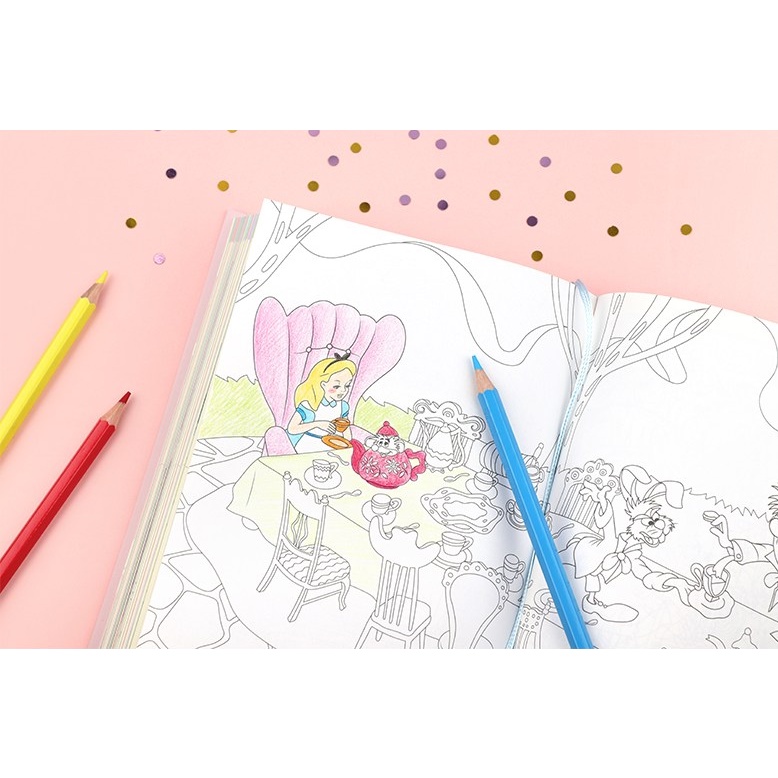 Bộ Sổ Nhật Ký Disney x Alice + Bút Màu Hồng Trắng
