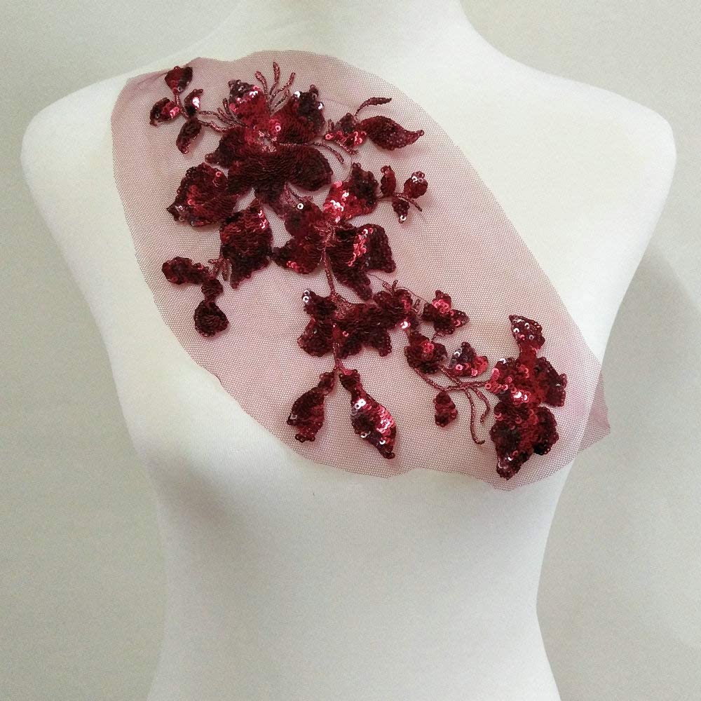 1 Miếng Vá, May Quần Áo Hình Hoa Đính Kim Sa Nhiều Màu, Kích Thước 28X16Cm