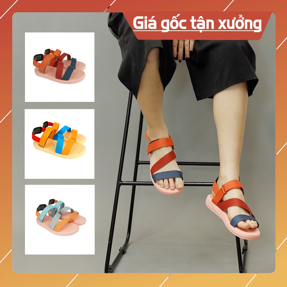 Sandal Saado nữ phối màu - Dép quai hậu đi học, đi chơi nhẹ êm, thời trang SE01, SE02, SE03