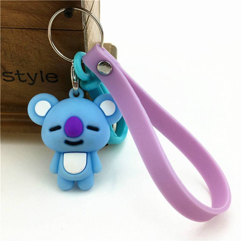 Móc Khóa Phối Mặt Hình Thiết Kế Dễ Thương Đáng Yêu KPOP BTS BT21 New Fashion Stereo Cute Cartoons Keychain Key ring Creative Cartoon Mobile Phone Bag Car Pendant Fun Keychain kids gift CHIMMY COOKY KOYA MANG RJ SHOOKY TATA