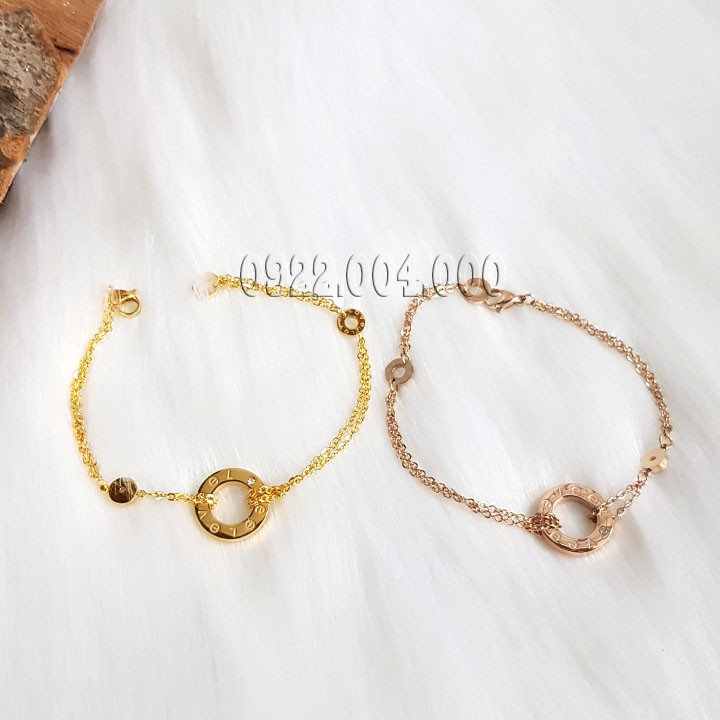 Lắc tay mặt khoen tròn khắc chữ Love, lắc tay nữ LZ1601.