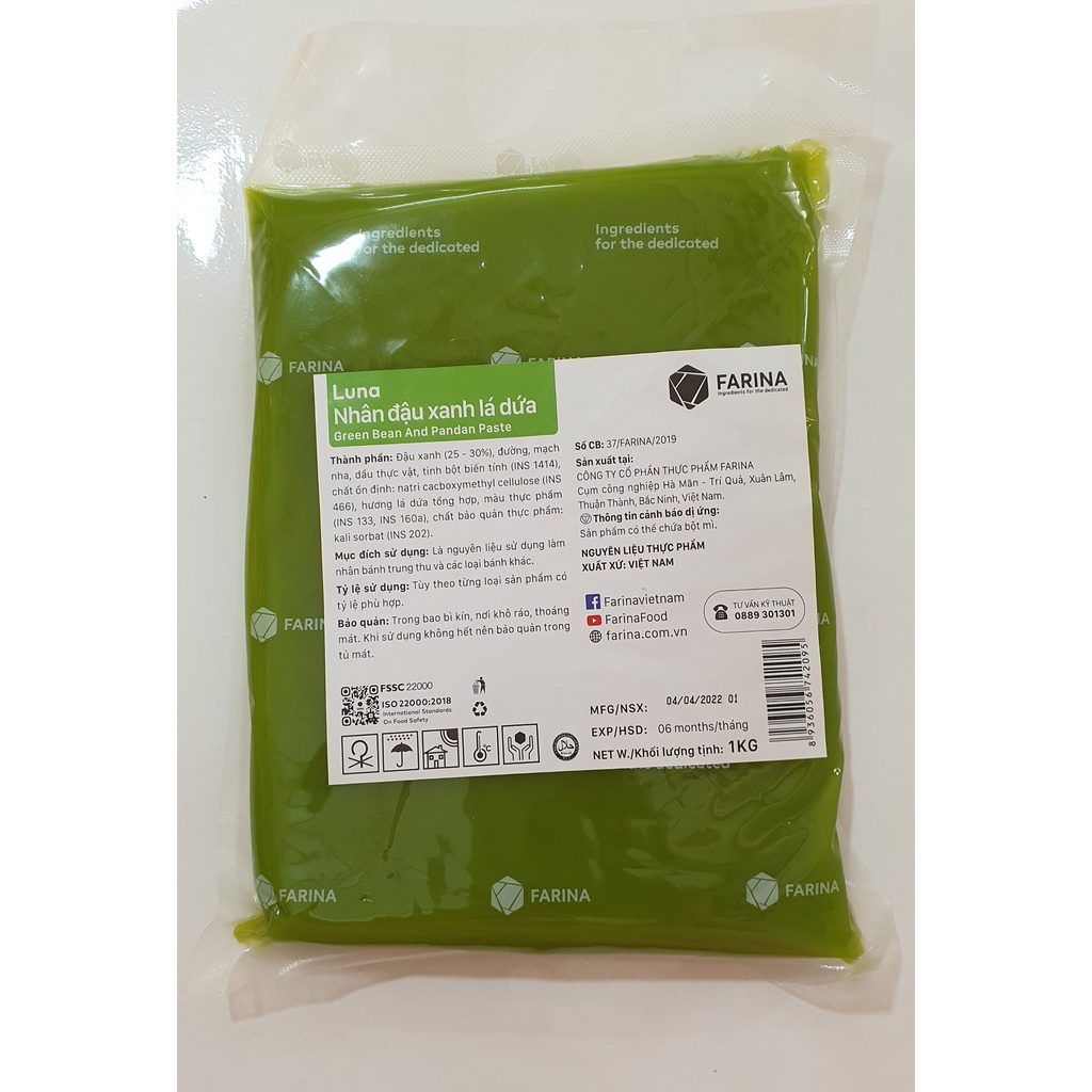NHÂN ĐẬU XANH LÁ DỨA LUNA 1KG