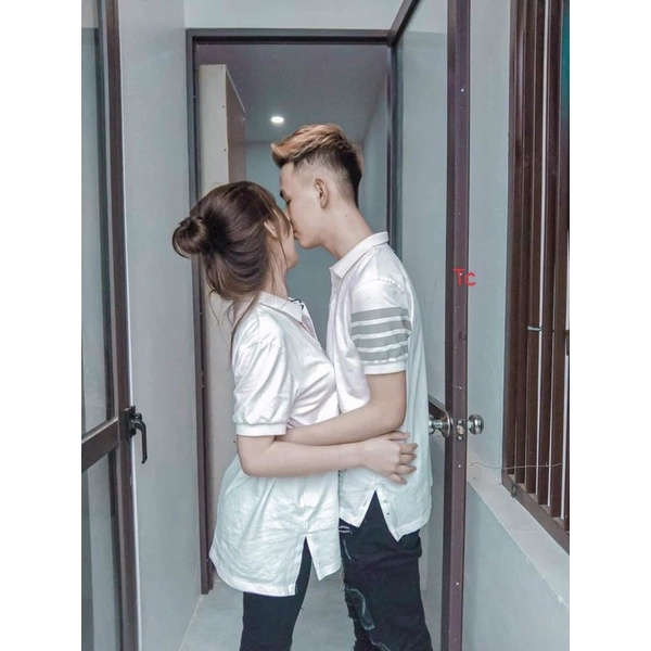 Áo thun có cổ , áo polo phối bốn sọc viền tay