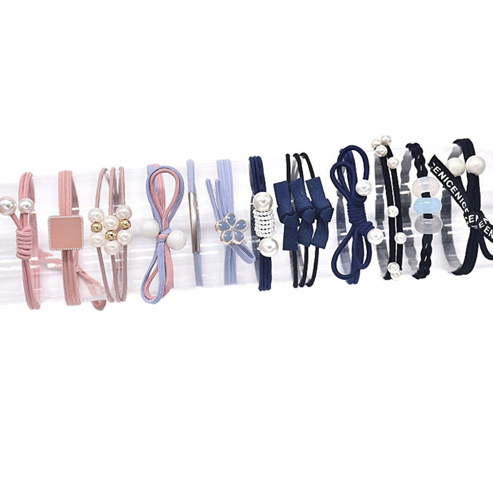 Set 12 Dây Cột Tóc Co Giãn Nhiều Kiểu Xinh Xắn Cho Nữ