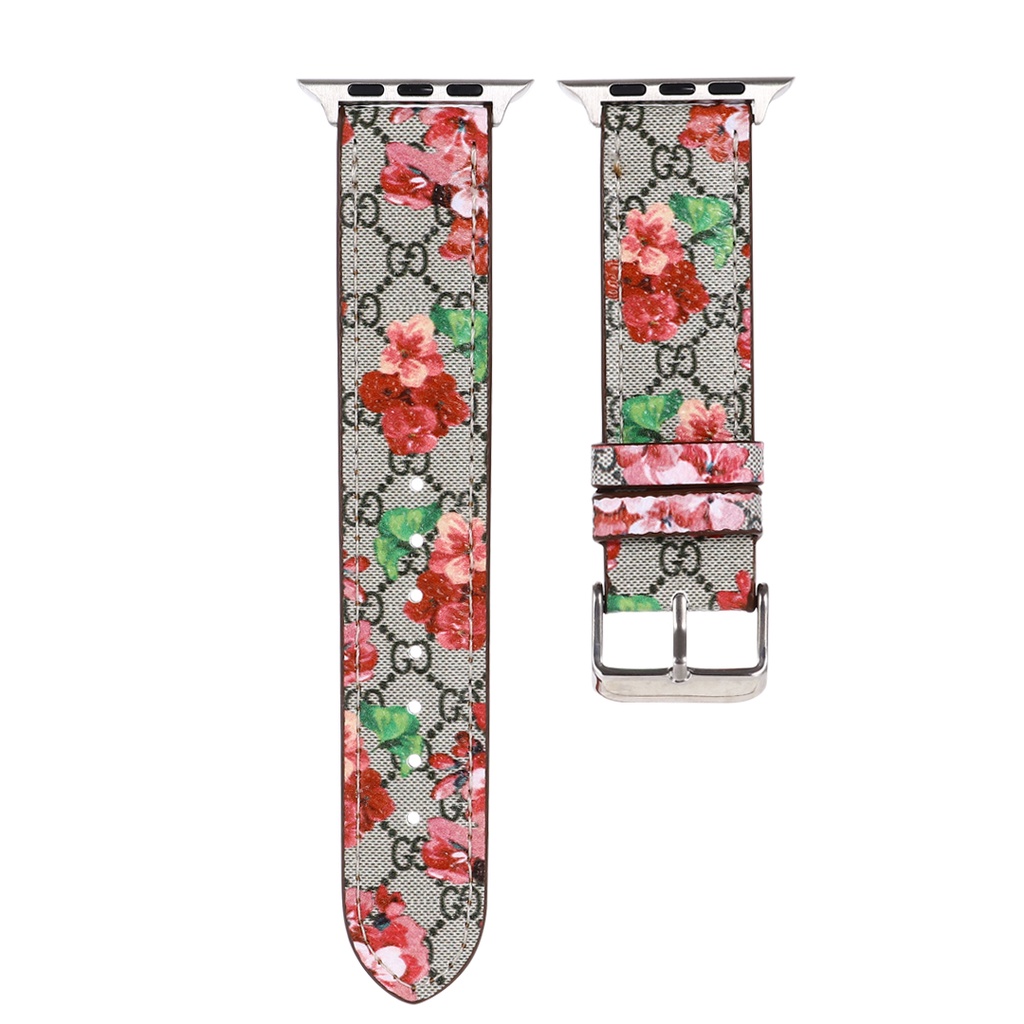 Dây Đồng Hồ Thể Thao Bằng Da PU Họa Tiết GUCCI Cho iWatch Series 3 4 5 6 7