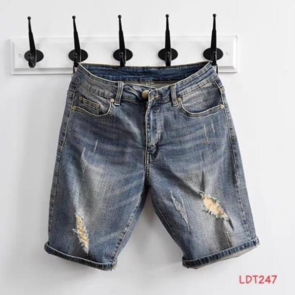 Quần Short Jean Nam Đẹp Chất Bò Co Giãn Cao Cấp, Quần Ngố rách Mẫu Mới Phong Cách Hàn Quốc Q247 ! ! ⚡