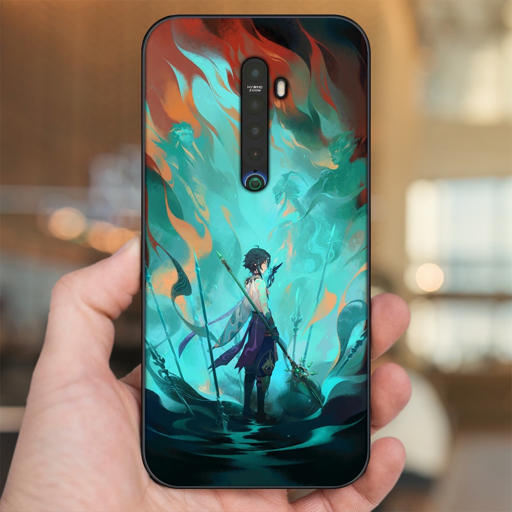 Ốp lưng Oppo Reno 2 viền đen in hình Xiao Genshin Impact