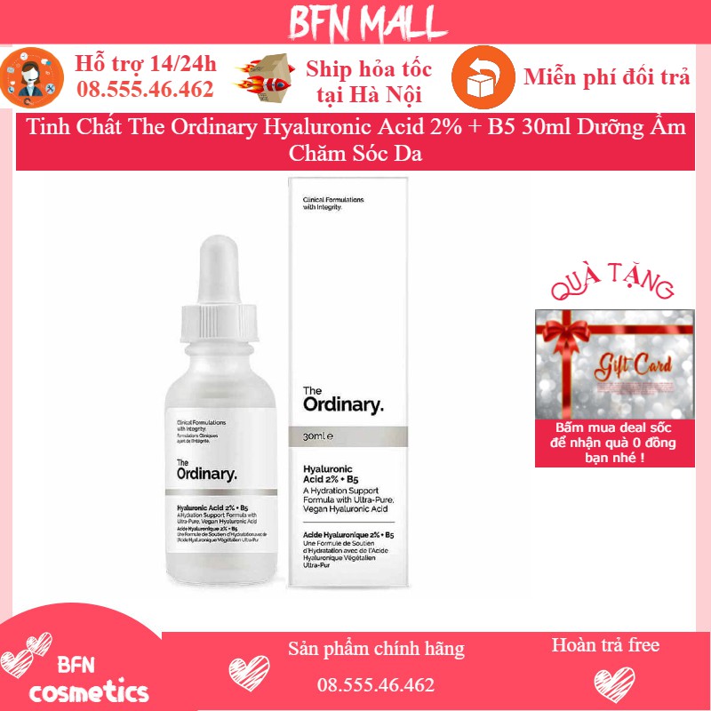Tinh Chất The Ordinary Hyaluronic Acid 2% + B5 30ml Dưỡng Ẩm Chăm Sóc Da