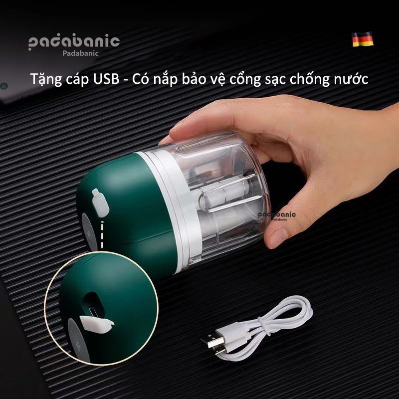 Padabanic Máy Xay Thịt Xay Tỏi Ớt Loại 3 Lưỡi / 2 Lưỡi 250ml /100 ml Nhà Bếp Đa Năng Sạc USB Tích Điện Siêu Tiện Lợi