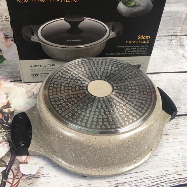 Nồi Đá 7 lớp stone phi 24cm lock&lock LCA6242D thành thấp