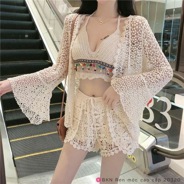 Bikini ren móc cao cấp HOT HIT kèm choàng CỰC XINH mã 8729