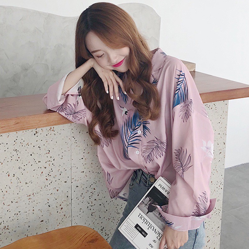 [Baywellfashion]Áo sơ mi in họa tiết lá cây thời trang dành cho nữ | BigBuy360 - bigbuy360.vn