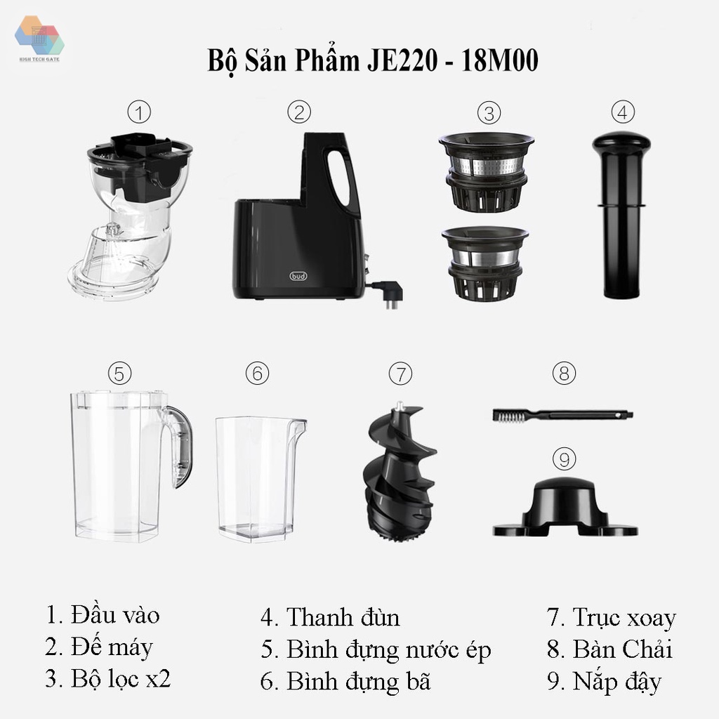 Máy Ép Chậm Trái Cây, Hoa Quả, Rau Củ Gia Đình và Thương Mại Xiaomi BUD Hàng Chính Hãng