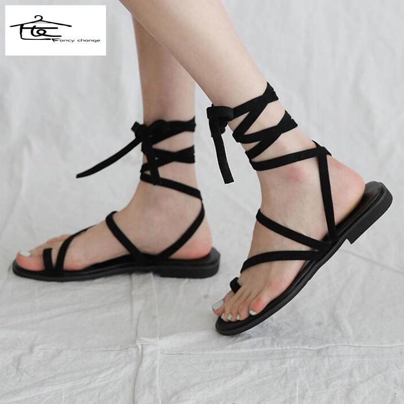 Giày Sandal Thắt Dây Bằng Nhung Thoải Mái Thời Trang Mùa Hè Cho Nữ