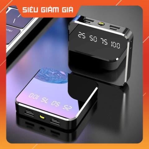 Sạc dự phòng mặt kính 20000mAh 2 đèn pin và hiển thị % pin