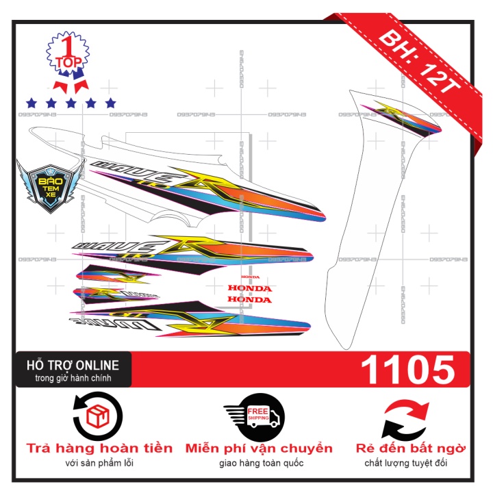 Tem rời dán xe wave R2016 dán xe trắng 12 - Bi Decal