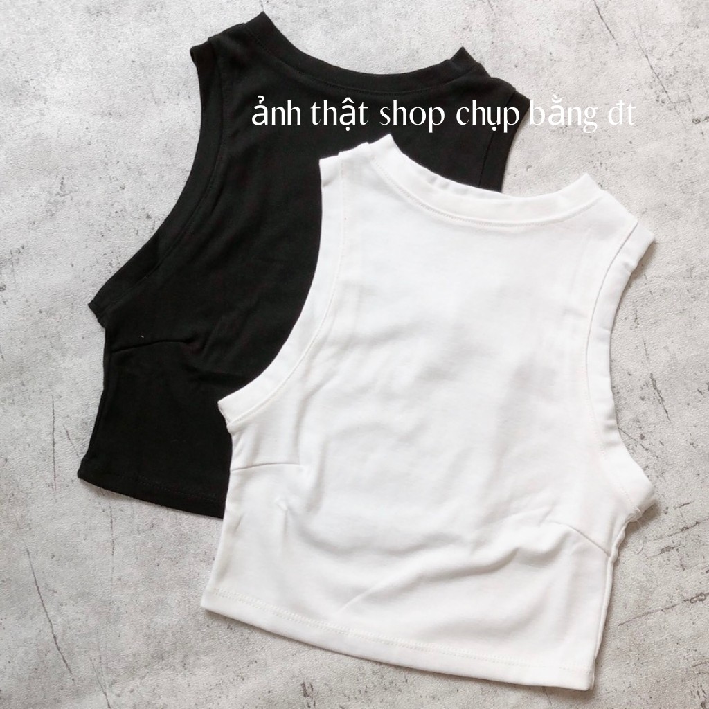 Áo Kiểu Croptop Ba Lỗ Nữ Chất Dày Dặn 2 Màu Trắng Đen Dành Cho Các Nàng Thích Đơn Giản Nhẹ Nhàng Mà Siêu Ngầu