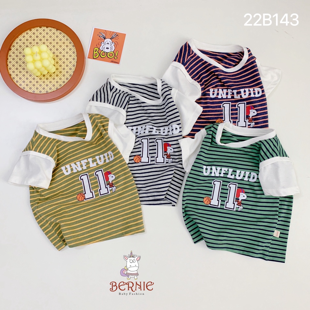 Bộ bé trai kẻ phối tay cá tính cho bé, bộ thun mềm hàng đẹp cho bé Bernie