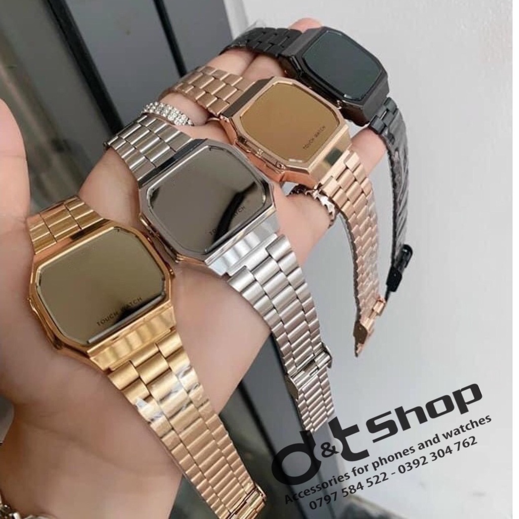Đồng Hồ Điện Tử Tráng Gương Touch Watch Dây Thép Cao Cấp, Mặt Tráng Gương, Đèn Led Cảm Ứng - Mẫu Hot 2021