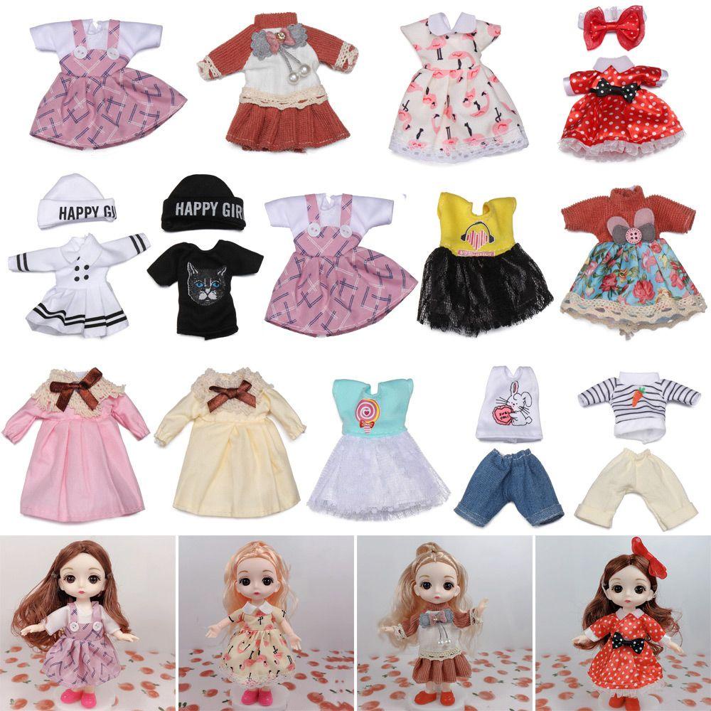 ✦LUCKY✦ Kids DIY 16~17cm Dolls Dresses 1/8 BJD Changing Dressing Game Doll Clothes and Accessories Wedding Party Multistyles Gift Toys Handmade Dollhouse Doll Outfit