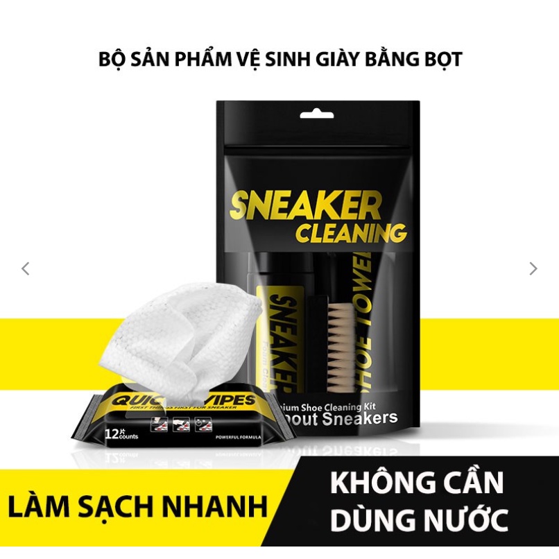 Bộ Kit Cao Cấp 4in1 Vệ Sinh Giày Sneaker Cleaning 150ml Có Tặng Kèm Bàn Chải Và Khăn Khăn Lau Giày Quick Wipes 12 Miếng