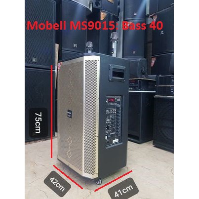 Loa kéo Karaoke Bluetooth Mobell MS9015: Bass 40, 3 loa, Thùng gỗ cao cấp, Có 2 Micro không dây đi kèm