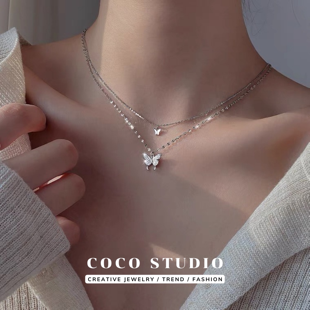 Dây truyền nữ butterfly mạ bạc nữ tính, Vòng cổ nữ siêu xinh C19