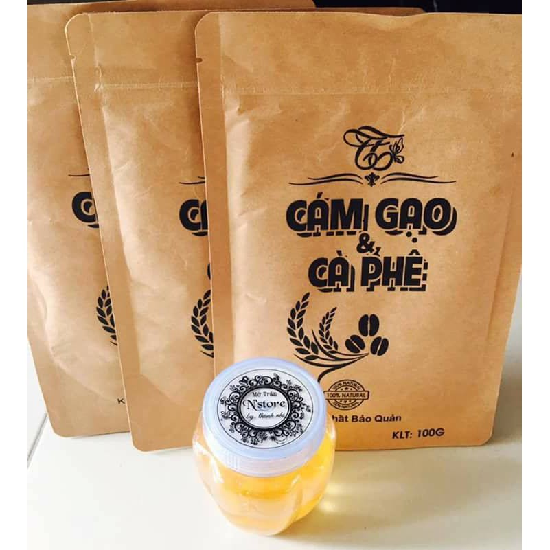 Combo cám gạo cafe + mỡ trăn n'store(tẩy tế bào chết)