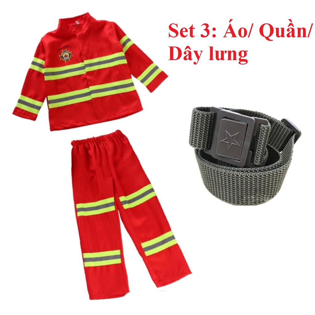 Bộ Đồ Hóa Trang Lính Cứu Hỏa Cho Trẻ Em và Người Lớn, Trang Phục Hóa Trang Lính Cứu Hỏa Cho Bé