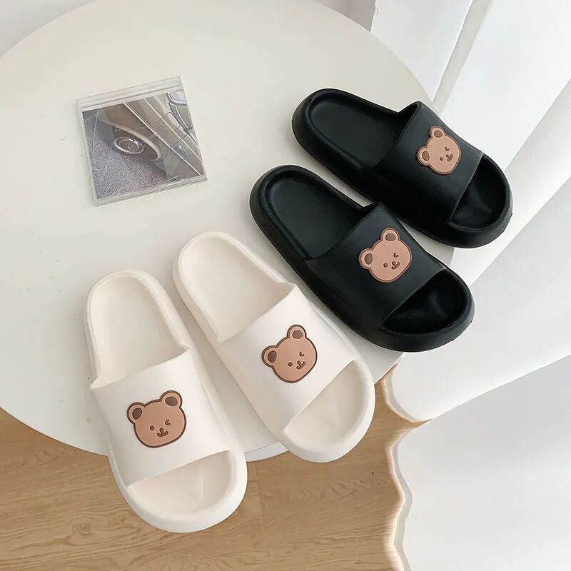 ❌HÀNG NHẬP KHẨU❌Dép quai ngang unisex hình gấu thời trang ulzzang bánh mỳ độn đế 4 cm siêu êm siêu nhẹ siêu êm A110 CUTE