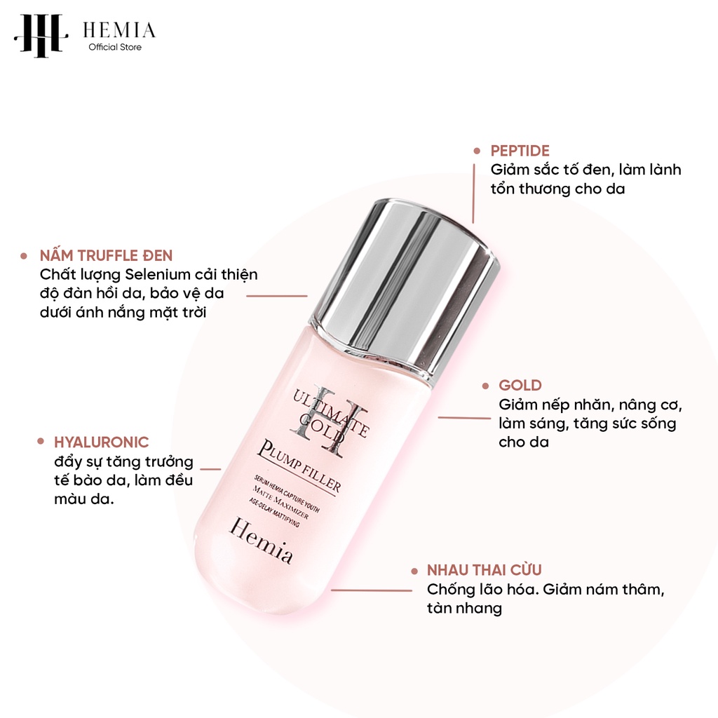 Serum Hemia tinh chất dưỡng trắng da mờ thâm se khít lỗ chân lông 50ml