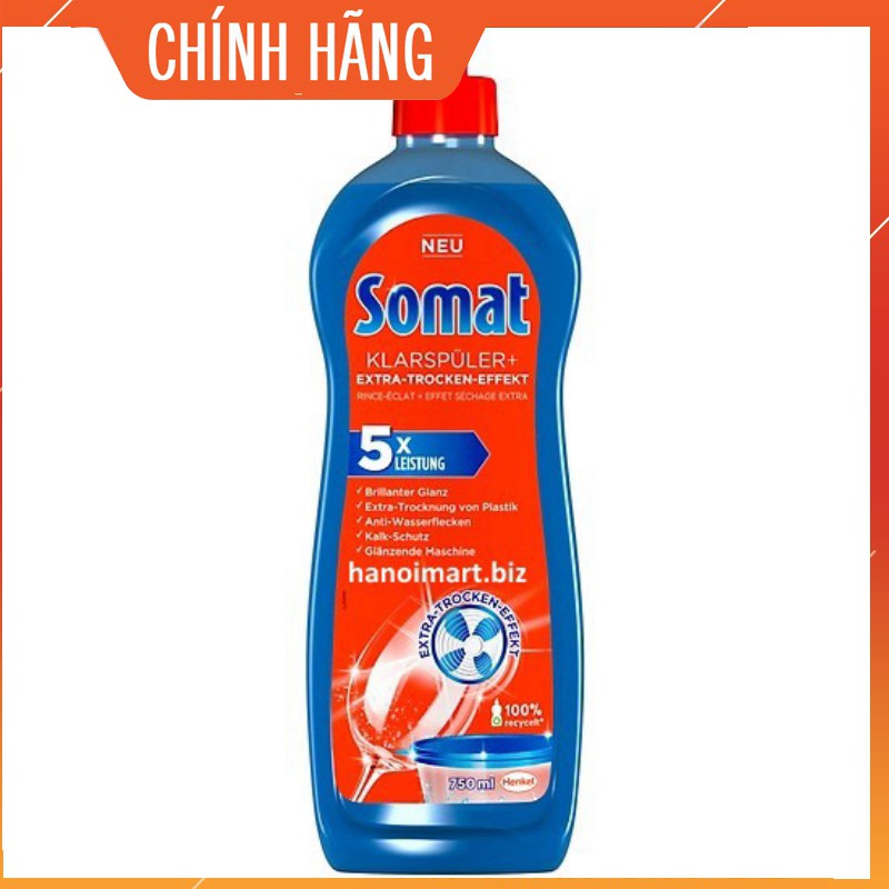 Nước làm bóng Somat 750ml + bột rửa bát somat 1.2kg + muối rửa bát somat 1.5kg chính hãng