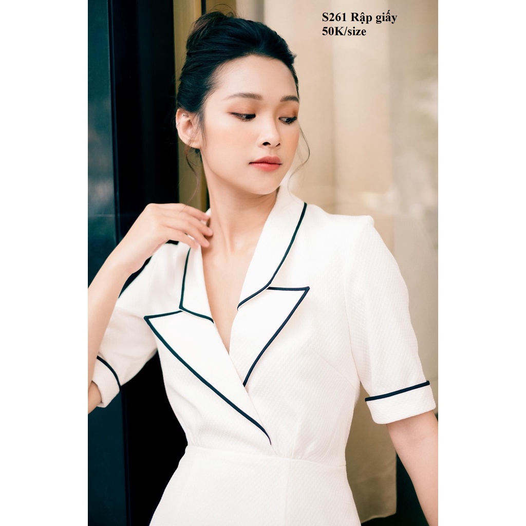 RẬP GIẤY S261 RẬP ĐẦM ÔM CỔ GIẢ VEST (KHÔNG PHẢI BÁN QUẦN ÁO)