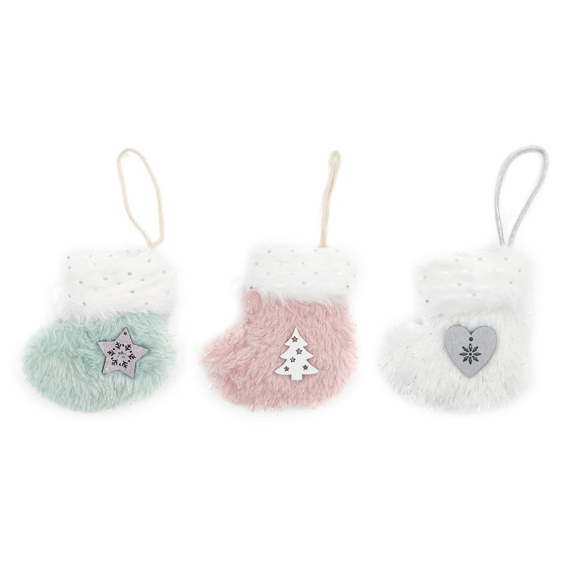 Set 3 Túi Bông Đựng Quà Hình Chiếc Vớ Giáng Sinh Dễ Thương