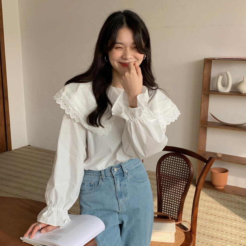 Áo Nữ Tay Dài Phối Ren Thời Trang Quyến Rũ