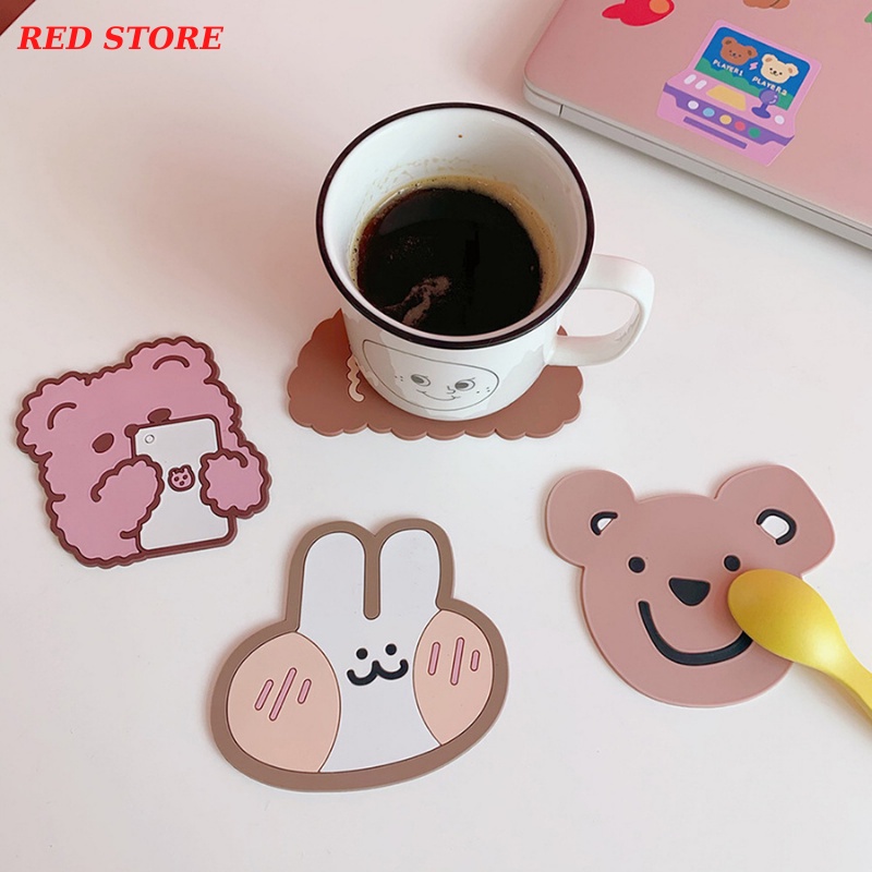 Tấm lót ly silicone dễ thương, tấm lót cốc chịu nhiệt cute|| RED STORE