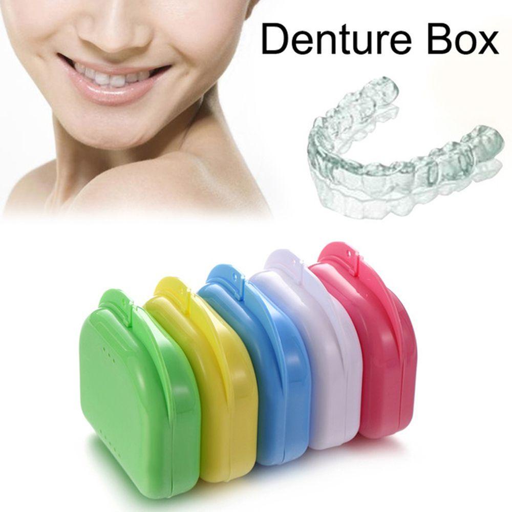 Hộp Đựng Răng Giả Kèm Gương Làm Sạch Tiện Dụng Ốp