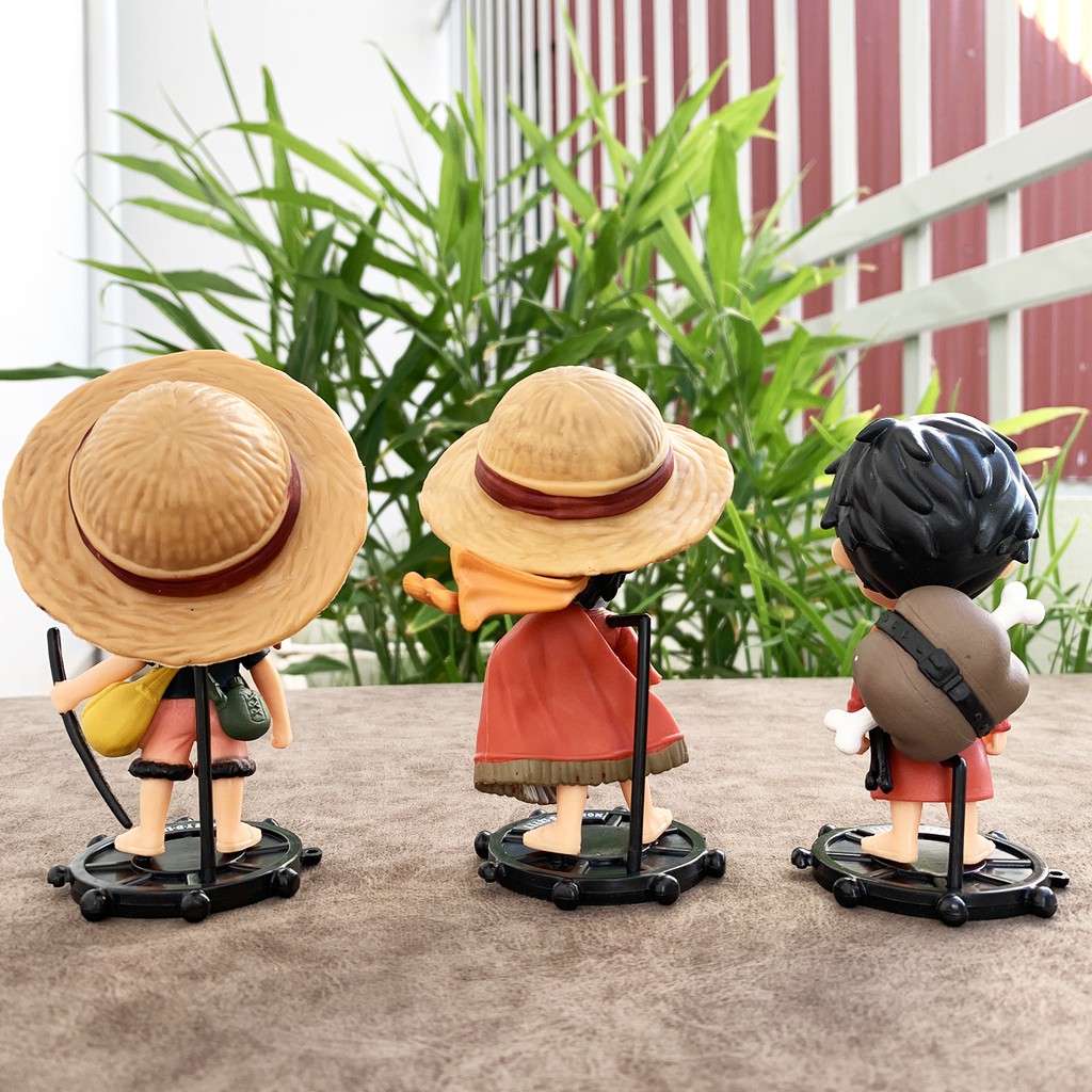 Bộ 3 Mô Hình One Piece Luffy Chibi Dễ Thương