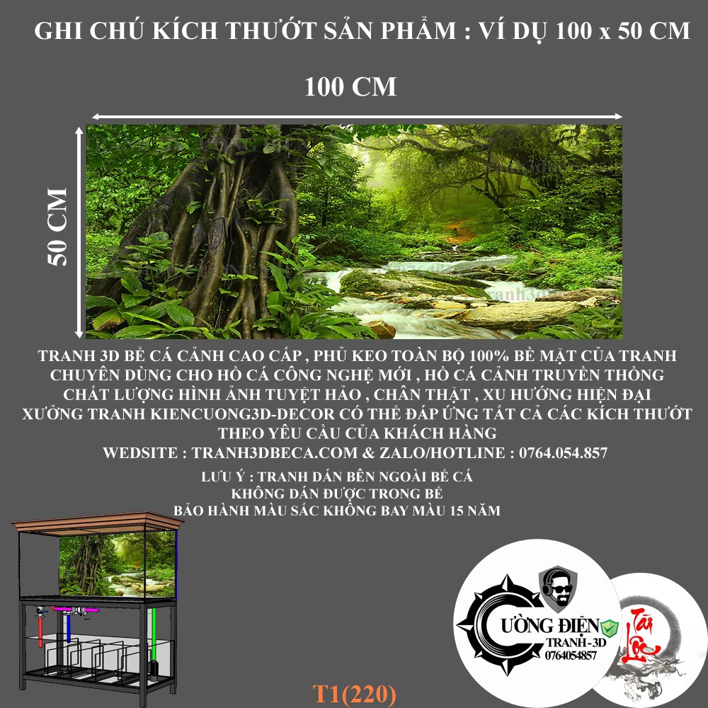 Tranh dán bể cá có keo sẵn nhiều kích thướt